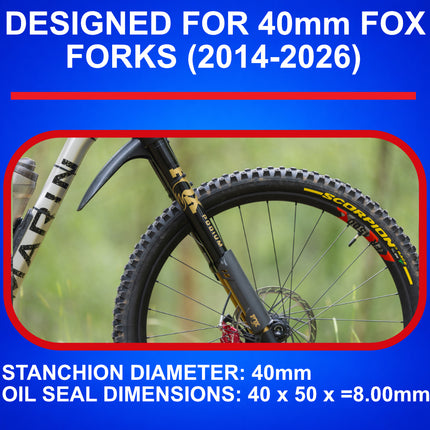 SKF MTBDUAL-40FN Dual Compound Seal Kit for Fox 40mm Mountain Bike Dual-Compound Design, Fits Fox 40 mm, Ultimate Sealing Power, Low Friction Oil Seals, Mountain Bike MTB Cycling Fork.