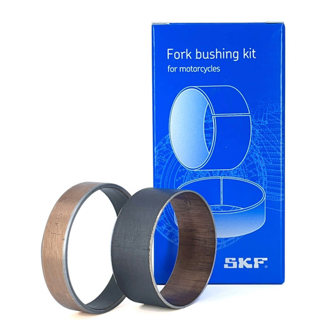 SKF Fork Bushing Kit KYB Kayaba 41mm Type A PTFE Composite, Maintenance Free Inner Outer for Motorcycle Suspension, Heat Dissipation and Bonding, High-Strength Steel Backing (VKWA-KYB41-A)