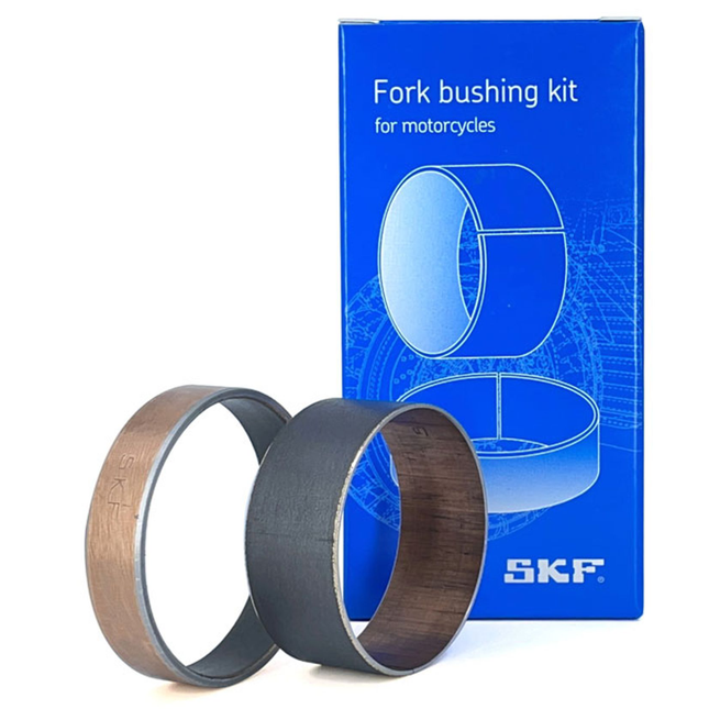 SKF Fork Bushing Kit KYB Kayaba 41mm Type B PTFE Composite, Maintenance Free Inner Outer for Motorcycle Suspension, Heat Dissipation and Bonding, High-Strength Steel Backing (VKWA-KYB41-A)