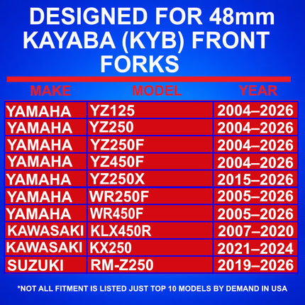 SKF Fork Bushing Kit KYB Kayaba 48mm PTFE Composite, Maintenance Free Inner Outer for Motorcycle Suspension, Heat Dissipation and Bonding, High-Strength Steel Backing (VKWA-KYB48-A)