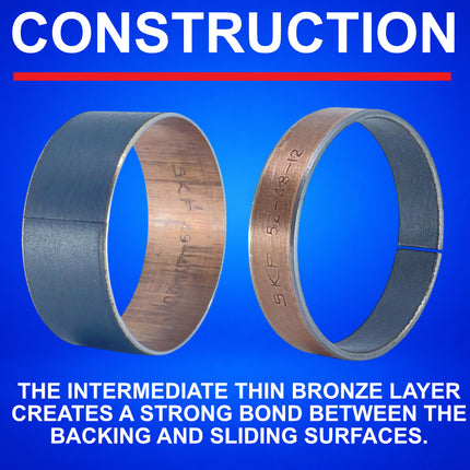 SKF Fork Bushing Kit Marzocchia 45mm PTFE Composite, Maintenance Free Inner Outer for Motorcycle Suspension, Heat Dissipation and Bonding, High-Strength Steel Backing (VKWA-MAR45-A)