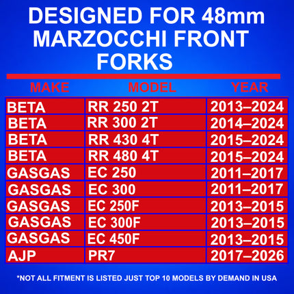 SKF Fork Bushing Kit Marzocchia 48mm PTFE Composite, Maintenance Free Inner Outer for Motorcycle Suspension, Heat Dissipation and Bonding, High-Strength Steel Backing (VKWA-MAR48-A)