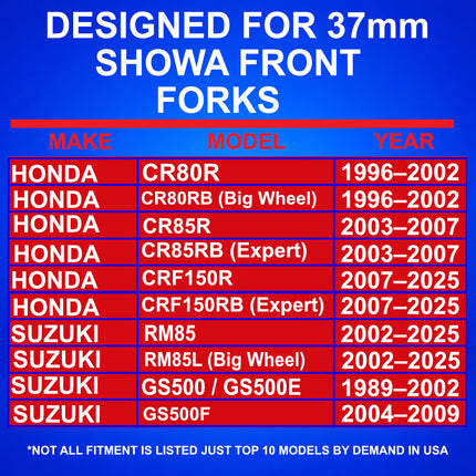 SKF Fork Bushing Kit Showa 37 mm PTFE Composite Bronze, Maintenance Free Inner Outer for Motorcycle Suspension, Heat Dissipation and Bonding, High-Strength Steel Backing (VKWA-SHO37-A)