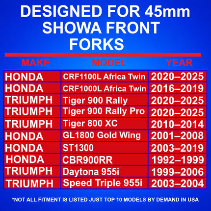 SKF Fork Bushing Kit Showa 45 mm PTFE Composite Bronze, Maintenance Free Inner Outer for Motorcycle Suspension, Heat Dissipation and Bonding, High-Strength Steel Backing (VKWA-SHO45-A)