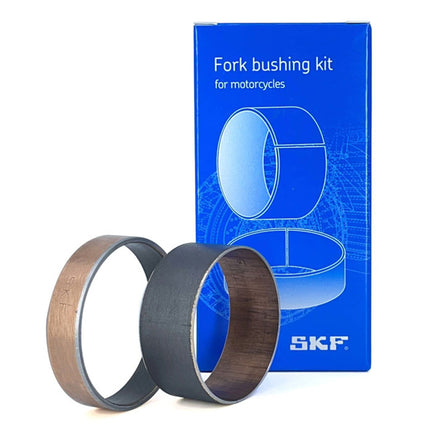 SKF Fork Bushing Kit Showa 49 mm PTFE Composite Bronze, Maintenance Free Inner Outer for Motorcycle Suspension, Heat Dissipation and Bonding, High-Strength Steel Backing (VKWA-SHO49-A)