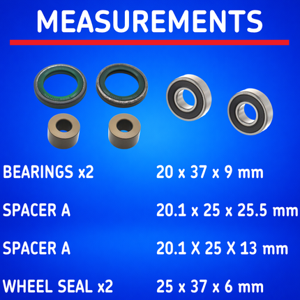 SKF Front Wheel Seals, Spacers, Bearings for Honda CR Models VKWB-F-20-HD-B, High Performance Seals and Spacers, Low Friction Superior Contamination Protection (Bearings Included)