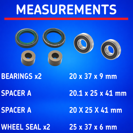 SKF Front Wheel Seals, Spacers, Bearings for Suzuki (VKWB-F-20-HD-D), High Performance Seals and Spacers, Low Friction Superior Contamination Protection (Bearings Included)