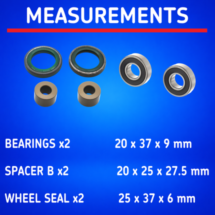 SKF Front Wheel Seals, Spacers, Bearings for Kawasaki (VKWB-F-20-HD-G), High Performance Seals and Spacers, Low Friction Superior Contamination Protection (Bearings Included)
