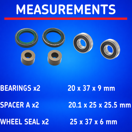 SKF Front Wheel Seals, Spacers, Bearings for Honda Models (VKWB-F-20-HD-H), High Performance Seals and Spacers, Low Friction Superior Contamination Protection (Bearings Included)