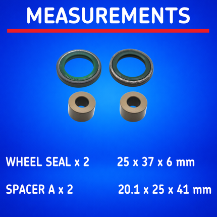SKF Front Wheel Seals + Spacers Kit for Suzuki RM125/250 (VKWB-F-20-HDS-D), High Performance Seals and Spacers, Low Friction Superior Contamination Protection (Bearings Not Included)