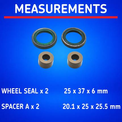 SKF Front Wheel Seals + Spacers Kit for Honda Models (VKWB-F-20-HDS-H), High Performance Seals and Spacers, Low Friction Superior Contamination Protection (Bearings Not Included)