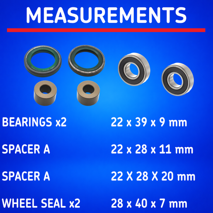 SKF Front Wheel Seals, Spacers, Bearings for Yamaha/Fantic (VKWB-F-20-HD-H), High Performance Seals and Spacers, Low Friction Superior Contamination Protection (Bearings Included)
