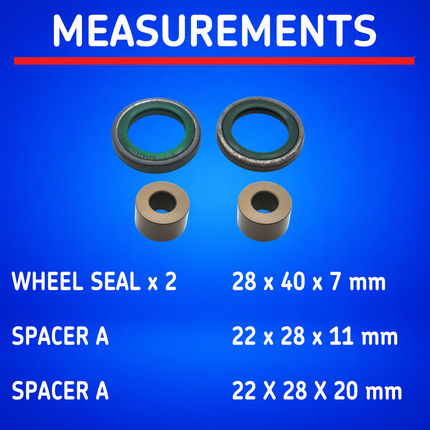 SKF Front Wheel Seals and Spacers Kit for Fantic and Yamaha Models, High Performance Seals and Spacers, Low Friction Superior Contamination Protection (Bearings Not Included)