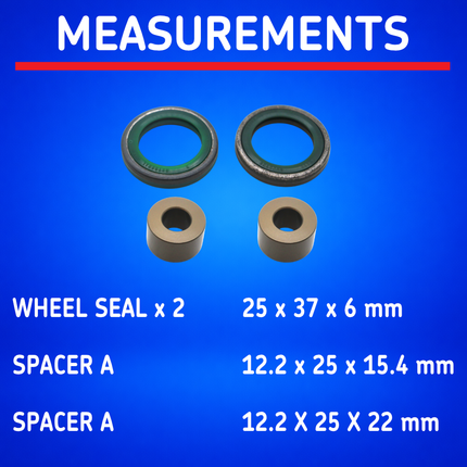 SKF Rear Wheel Seals + Spacers Kit for Kawasaki KX 65 (VKWB-F-12-HD-C), High Performance Seals and Spacers, Low Friction Superior Contamination Protection (Bearings Not Included)