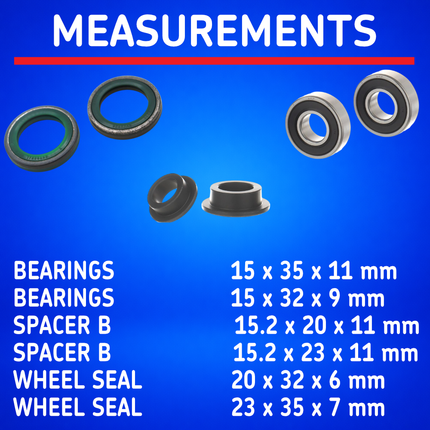 SKF Rear Wheel Seals and Spacers Kit for Honda Cr 85 R (VKWB-R-15-HD-A), High Performance Wheel Seals and Bearings, Low Friction Superior Contamination Protection (Bearings Included)