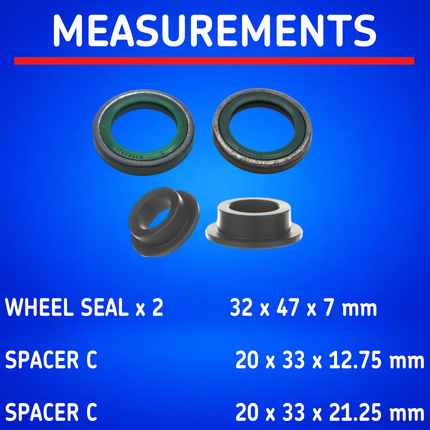 SKF Rear Wheel Seals + Spacers Kit for Beta RR 350T / 400T / 450T Models, High Performance Seals and Spacers, Low Friction Superior Contamination Protection (Bearings Not Included)