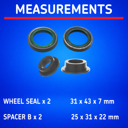 SKF Rear Wheel Seals + Spacers Kit for Suzuki RM-Z 250/450 VKWB-R-25-HDS-C, High Performance Seals and Spacers, Low Friction Superior Contamination Protection (Bearings Not Included)