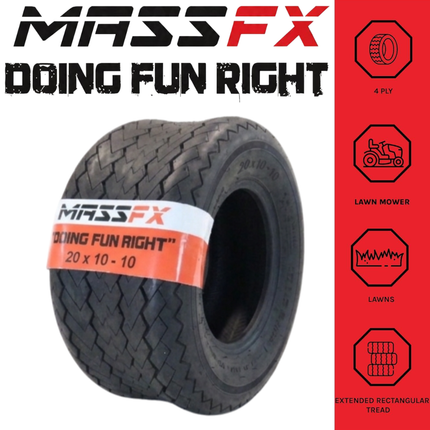 MASSFX SL 20x10-10 Front/Rear Golf Cart, Lawn & Garden Tire 4 PLY - (2) Tire