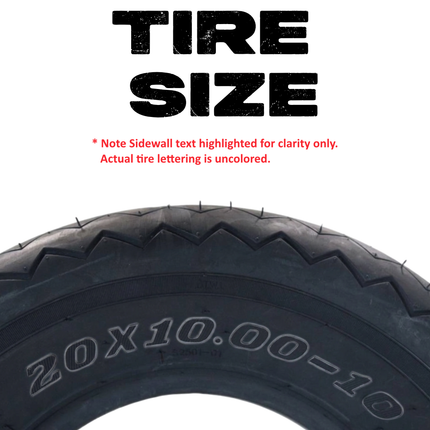 MASSFX SL 20x10-10 Front/Rear Golf Cart, Lawn & Garden Tire 4 PLY - (2) Tire