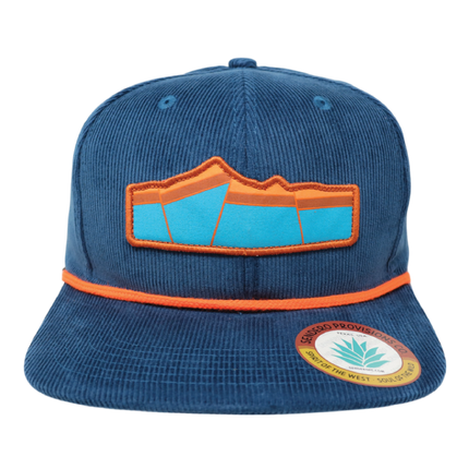 Sendero Provisions Co. Geo Ocean Adjustable Corduroy Snapback Hat with Geological Screen Printed Patch & Braided Rope (Ocean Blue) - One Size