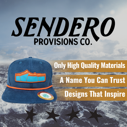 Sendero Provisions Co. Geo Ocean Adjustable Corduroy Snapback Hat with Geological Screen Printed Patch & Braided Rope (Ocean Blue) - One Size