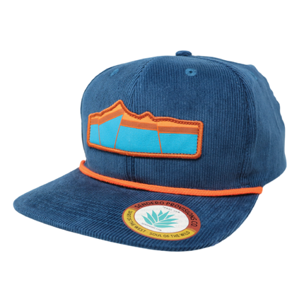 Sendero Provisions Co. Geo Ocean Adjustable Corduroy Snapback Hat with Geological Screen Printed Patch & Braided Rope (Ocean Blue) - One Size