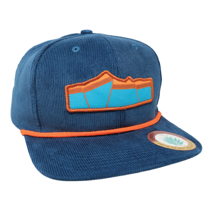 Sendero Provisions Co. Geo Ocean Adjustable Corduroy Snapback Hat with Geological Screen Printed Patch & Braided Rope (Ocean Blue) - One Size