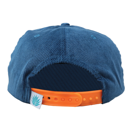 Sendero Provisions Co. Geo Ocean Adjustable Corduroy Snapback Hat with Geological Screen Printed Patch & Braided Rope (Ocean Blue) - One Size