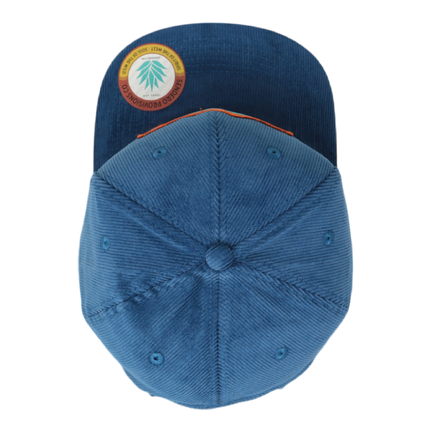 Sendero Provisions Co. Geo Ocean Adjustable Corduroy Snapback Hat with Geological Screen Printed Patch & Braided Rope (Ocean Blue) - One Size