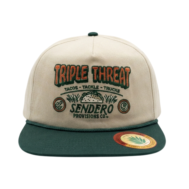 Sendero Provisions Co. Triple Threat  Adjustable Snapback Hat with Embroidered Patch (Tan) - One Size