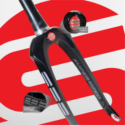 Syndyt SPP Supersized Ultra-High Modulus Carbon Fiber Pro Forks - Black Alloy (24 inch) - Fork Offset: 32 mm, 1‑1/8″ steerer tapering to 1.5″ - Alloy Steerer Extruded and CNC‑Machined