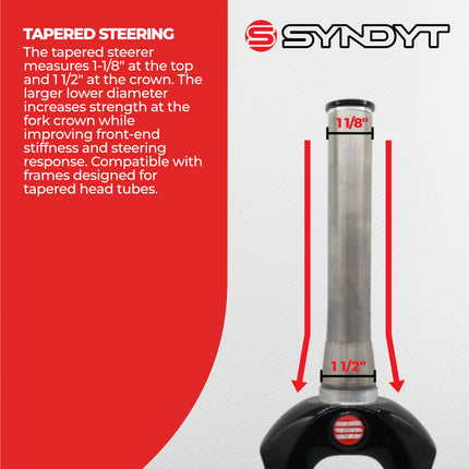 Syndyt SPP Supersized Ultra-High Modulus Carbon Fiber Pro Forks - Black Titanium (20 inch) - Fork Offset: 32 mm,  1‑1/8″ steerer tapering to 1.5″ Titanium Steerer Extruded and CNC‑Machined
