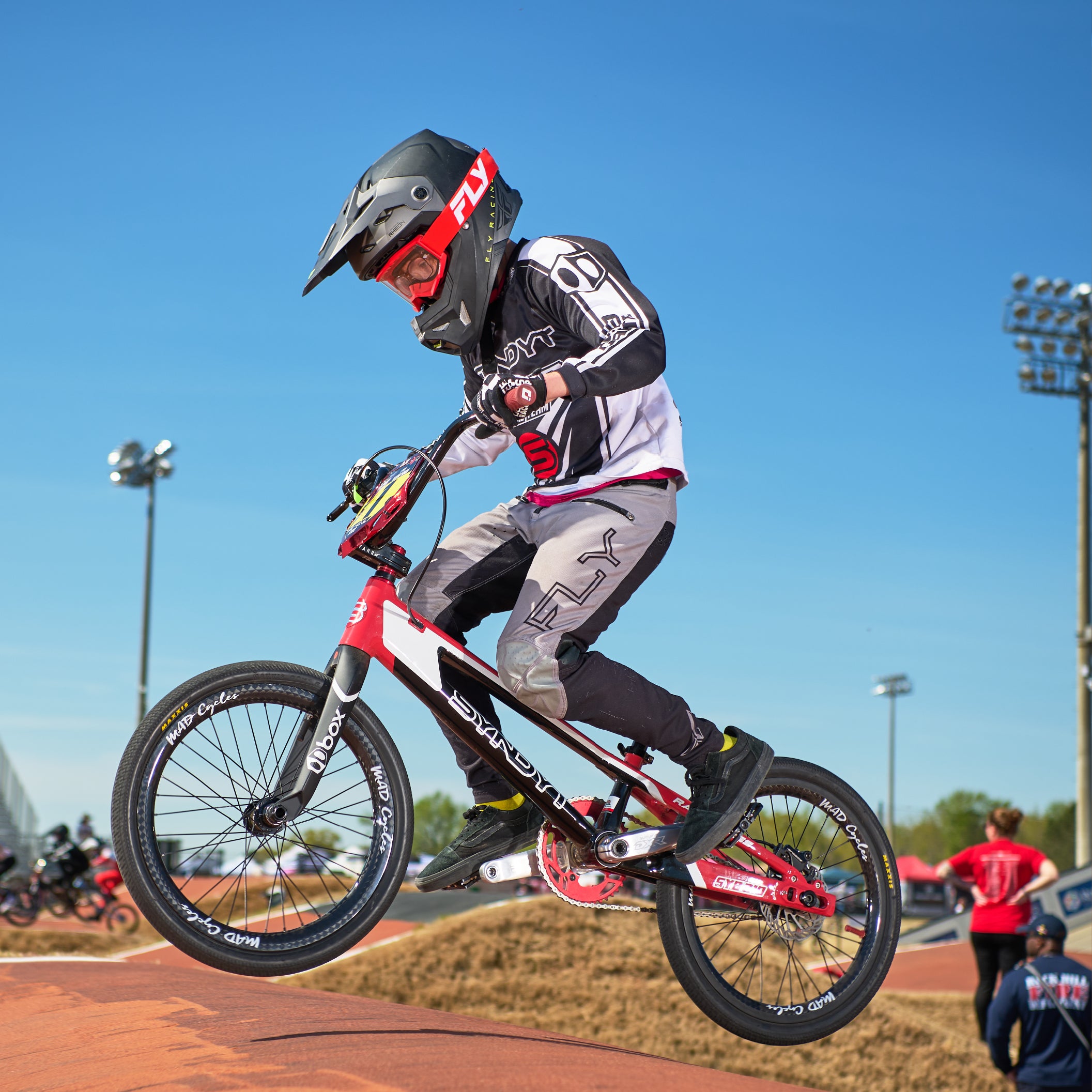 Syndyt 180 Mini XL BMX Racing Bike Frame – 18” Top Tube, 6061-T6 Aluminum (2.75 lbs), Tapered 38/42 Head Tube, Standard Euro BB, 10/15 mm Hubs, 140mm Disc Brake,  Chain Tensioners – Red Bicycle Frame