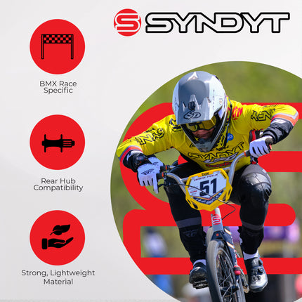 Syndyt 185 Junior BMX Racing Bike Frame – 18.5” Top Tube, 6061-T6 Aluminum (2.81 lbs), Tapered 38/42 Head Tube,Standard Euro BB, 10/15 mm Hubs, 140mm Disc Brake,  Chain Tensioners – Blue Bicycle Frame