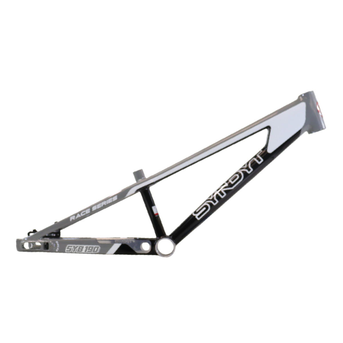 Syndyt 185 Junior BMX Racing Bike Frame – 18.5” Top Tube, 6061-T6 Aluminum (2.81 lbs), Tapered 38/42 Head Tube,Standard Euro BB, 10/15 mm Hubs, 140mm Disc Brake,  Chain Tensioners – Gray Bicycle Frame