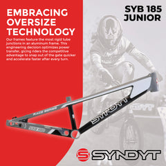 Syndyt 185 Junior BMX Racing Bike Frame – 18.5” Top Tube, 6061-T6 Aluminum (2.81 lbs), Tapered 38/42 Head Tube,Standard Euro BB, 10/15 mm Hubs, 140mm Disc Brake,  Chain Tensioners – Gray Bicycle Frame