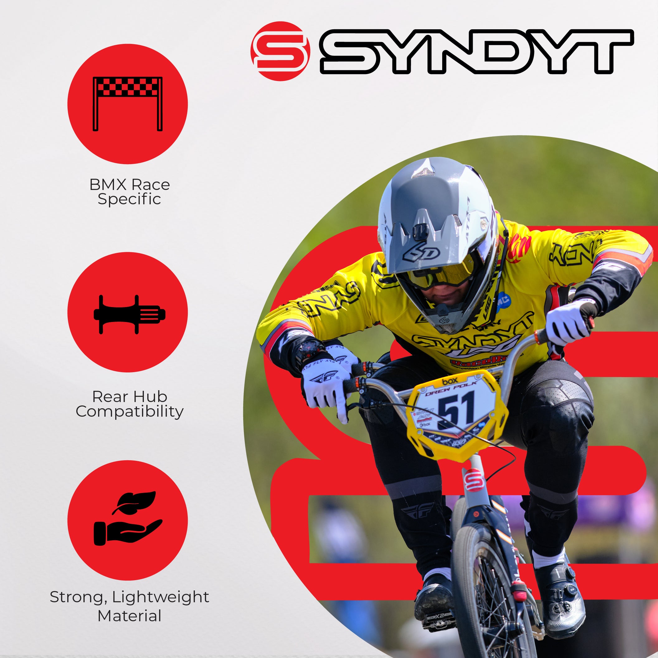 Syndyt 185 Junior BMX Racing Bike Frame – 18.5” Top Tube, 6061-T6 Aluminum (2.81 lbs), Tapered 38/42 Head Tube,Standard Euro BB, 10/15 mm Hubs, 140mm Disc Brake,  Chain Tensioners – Red Bicycle Frame