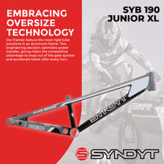 Syndyt 190 Junior XL BMX Racing Bike Frame – 19” Top Tube, 6061-T6 Aluminum (2.86 lbs), Tapered 38/42 Head Tube,Standard Euro BB, 10/15 mm Hubs, 140mm Disc Brake,  Chain Tensioners  Gray Bicycle Frame