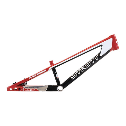 Syndyt 190 Junior XL BMX Racing Bike Frame – 19” Top Tube, 6061-T6 Aluminum (2.86 lbs), Tapered 38/42 Head Tube,Standard Euro BB, 10/15 mm Hubs, 140mm Disc Brake,  Chain Tensioners – Red Bicycle Frame