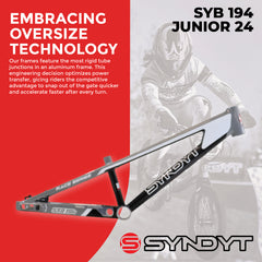 Syndyt Junior 24 BMX Cruiser Bike Frame – 19" Top Tube, 6061-T6 Aluminum (2.98 lbs), Tapered 42/52 Head Tube, B52 Tech BB, 10/15 mm Hubs, 140mm Disc Brake,  Chain Tensioners – Gray Bicycle Frame