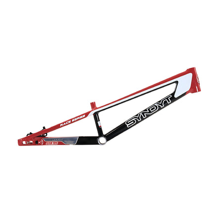 Syndyt 195 Expert BMX Racing Bike Frame – 19.5” Top Tube, 6061-T6 Aluminum (2.98 lbs), Tapered 38/42 Head Tube,Standard Euro BB, 10/15 mm Hubs, 140mm Disc Brake,  Chain Tensioners  Red Bicycle Frame