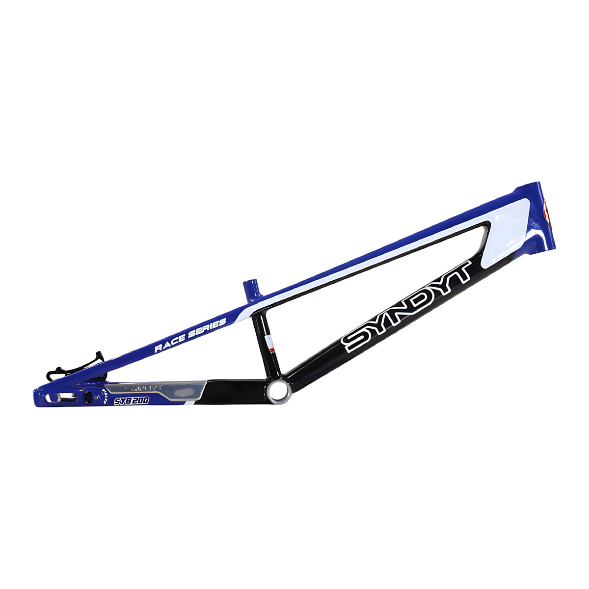 Syndyt 200 Expert XL BMX Racing Bike Frame – 20” Top Tube, 6061-T6 Aluminum (3.08 lbs), Tapered 38/42 Head Tube, Standard Euro BB, 10/15 mm Hubs, 140mm Disc Brake, Chain Tensioners  Blue Bicycle Frame