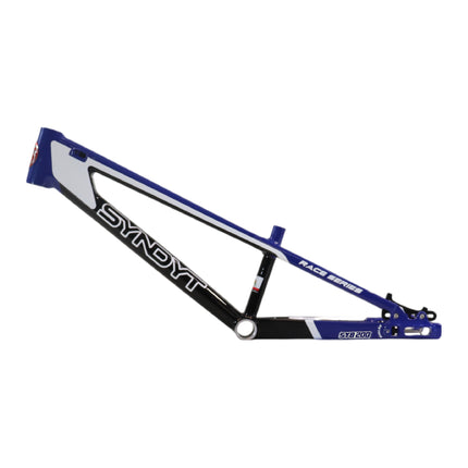 Syndyt 200 Expert XL BMX Racing Bike Frame – 20” Top Tube, 6061-T6 Aluminum (3.08 lbs), Tapered 38/42 Head Tube, Standard Euro BB, 10/15 mm Hubs, 140mm Disc Brake, Chain Tensioners  Blue Bicycle Frame