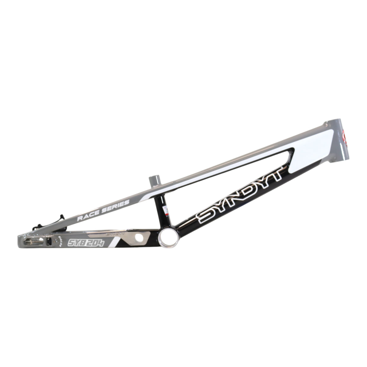 Syndyt 204 Pro 24 BMX Cruiser Bike Frame – 20.5” Top Tube, 6061-T6 Aluminum (4.25 lbs), Tapered 42/52 Head Tube, B52 Tech BB, 10/15/20mm Hubs, 140mm Disc Brake,  Chain Tensioners – Gray Bicycle Frame