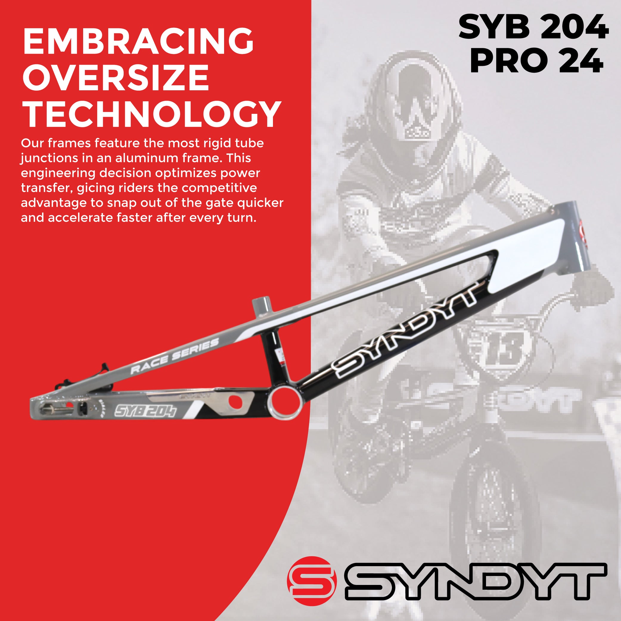 Syndyt 204 Pro 24 BMX Cruiser Bike Frame – 20.5” Top Tube, 6061-T6 Aluminum (4.25 lbs), Tapered 42/52 Head Tube, B52 Tech BB, 10/15/20mm Hubs, 140mm Disc Brake,  Chain Tensioners – Gray Bicycle Frame