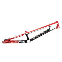 Syndyt 205 Pro BMX Racing Bike Frame – 20.5” Top Tube, 6061-T6 Aluminum (3.99 lbs), Tapered 42/52 Head Tube, B52 Tech BB, 10/15/20mm Hubs, 140mm Disc Brake,  Chain Tensioners – Red Bicycle Frame