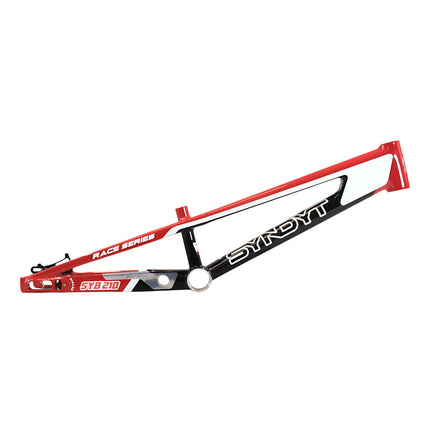 Syndyt 210 Pro XL BMX Racing Bike Frame – 21” Top Tube, 6061-T6 Aluminum (4.05 lbs), Tapered 42/52 Head Tube, B52 Tech BB, 10/15/20mm Hubs, 140mm Disc Brake,  Chain Tensioners – Red Bicycle Frame