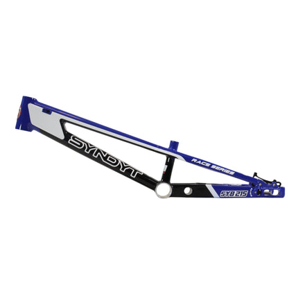 Syndyt 215 Pro 2XL BMX Racing Bike Frame – 21.5” Top Tube, 6061-T6 Aluminum (4.1 lbs), Tapered 42/52 Head Tube, B52 Tech BB, 10/15/20mm Hubs, 140mm Disc Brake,  Chain Tensioners – Blue Bicycle Frame
