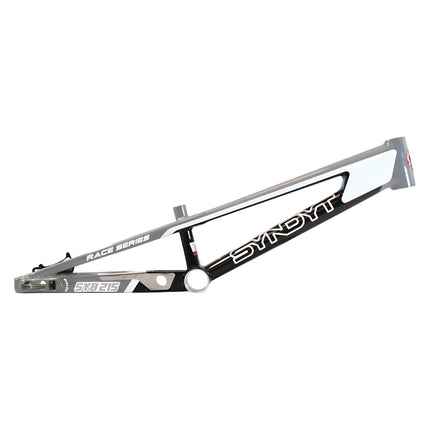Syndyt 215 Pro 2XL BMX Racing Bike Frame – 21.5” Top Tube, 6061-T6 Aluminum (4.1 lbs), Tapered 42/52 Head Tube, B52 Tech BB, 10/15/20mm Hubs, 140mm Disc Brake,  Chain Tensioners – Gray Bicycle Frame
