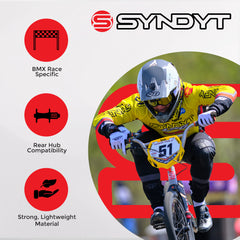 Syndyt 220 Pro 3XL BMX Racing Bike Frame – 22” Top Tube, 6061-T6 Aluminum (4.15 lbs), Tapered 42/52 Head Tube, B52 Tech BB, 10/15/20mm Hubs, 140mm Disc Brake,  Chain Tensioners – Blue Bicycle Frame